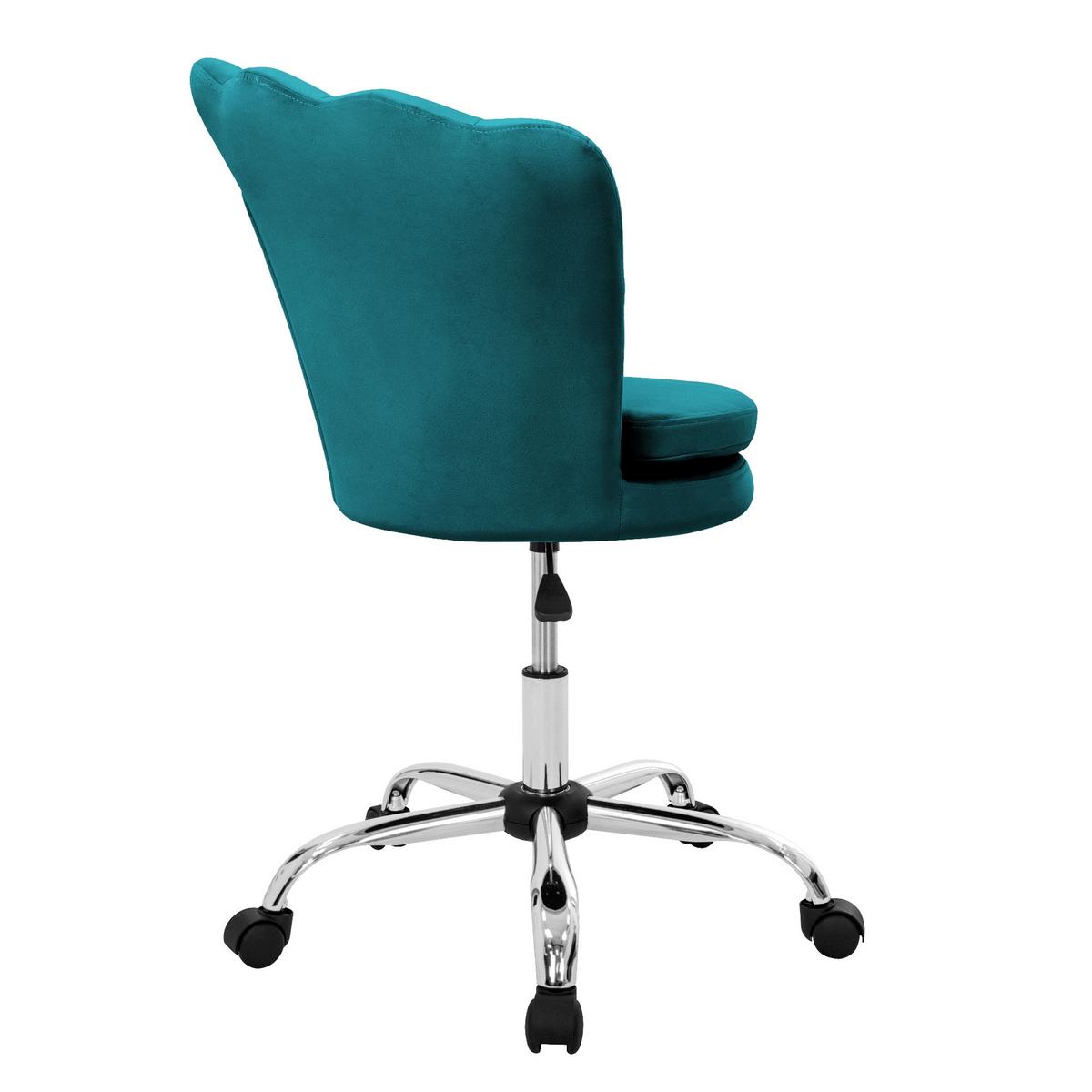 BÜROSTUHL Samt Petrol - Türkis, Metall (68/90/68cm) - ML-DESIGN