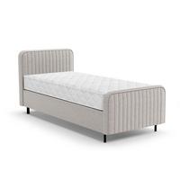 POLSTERBETT Lami 90x200, Einzelbett mit Bettkasten und Taschenfedernmatratze 20 cm, Beige - Beige/Schwarz, Textil/Metall (90/200cm) - Beautysofa