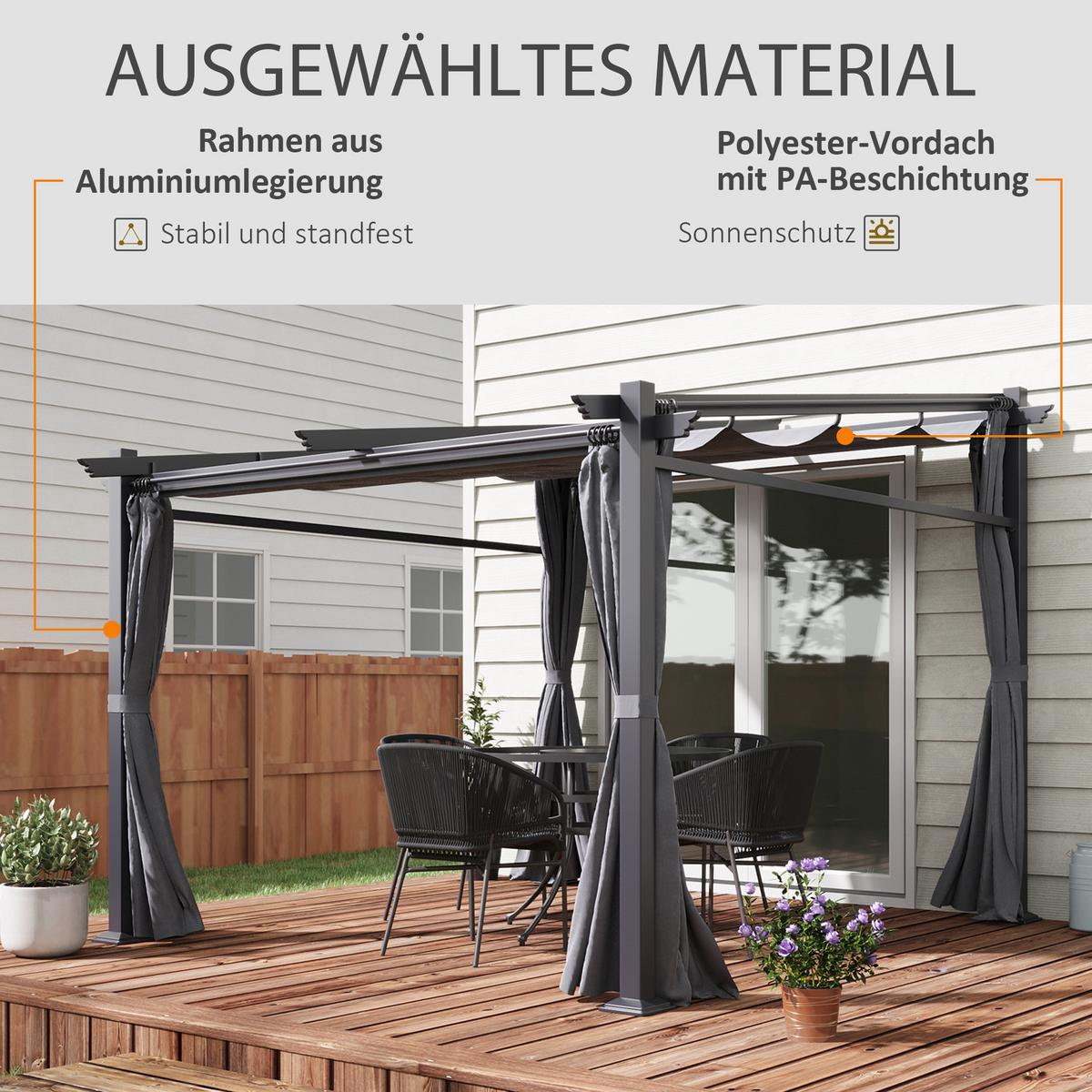 PERGOLA Stahl Alu Polyester Dunkelgrau - Dunkelgrau, Metall (295/230/297cm) - Outsunny