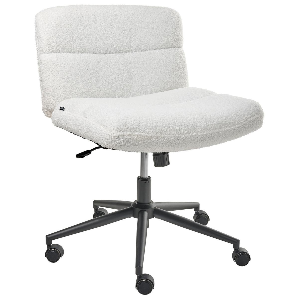 SCHREIBTISCHSTUHL Bouclé Weiß Catlin - Weiß, Textil (64/80/68cm) - Beliani