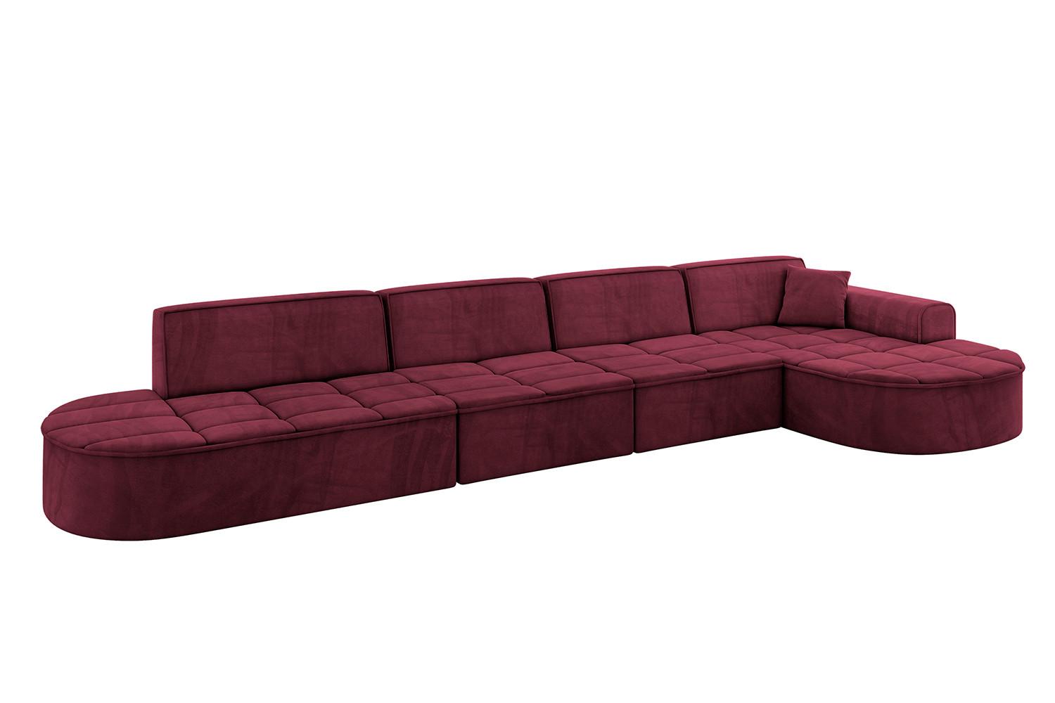 ECKSOFA Ottomane Rechts TARO-L3 - 413x171x79,5 cm Bordeauxrot - Bordeaux, Holzwerkstoff/Textil (413/171cm) - ALTDECOR