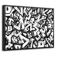 LEINWAND Bilder mit Rahmen - Formen - Buchstaben - Graffiti - Schwarz - 40x30 - Schwarz, Textil (40/30cm) - MuchoWow