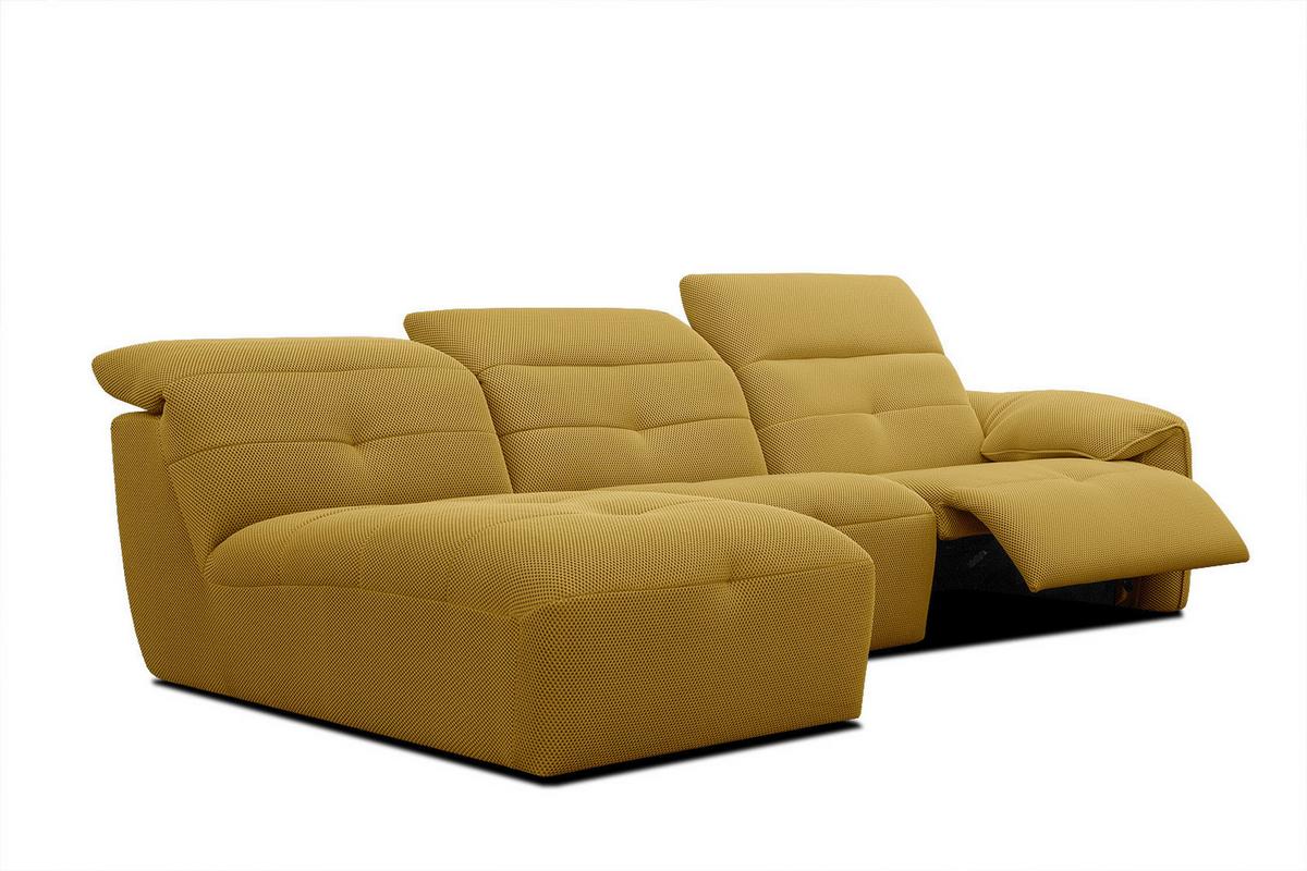 ECKSOFA TRENTO 4-Sitzer mit 1 Relaxfunktion, gelb - Gelb/Schwarz, Holzwerkstoff/Kunststoff (165/262cm) - Wozimo