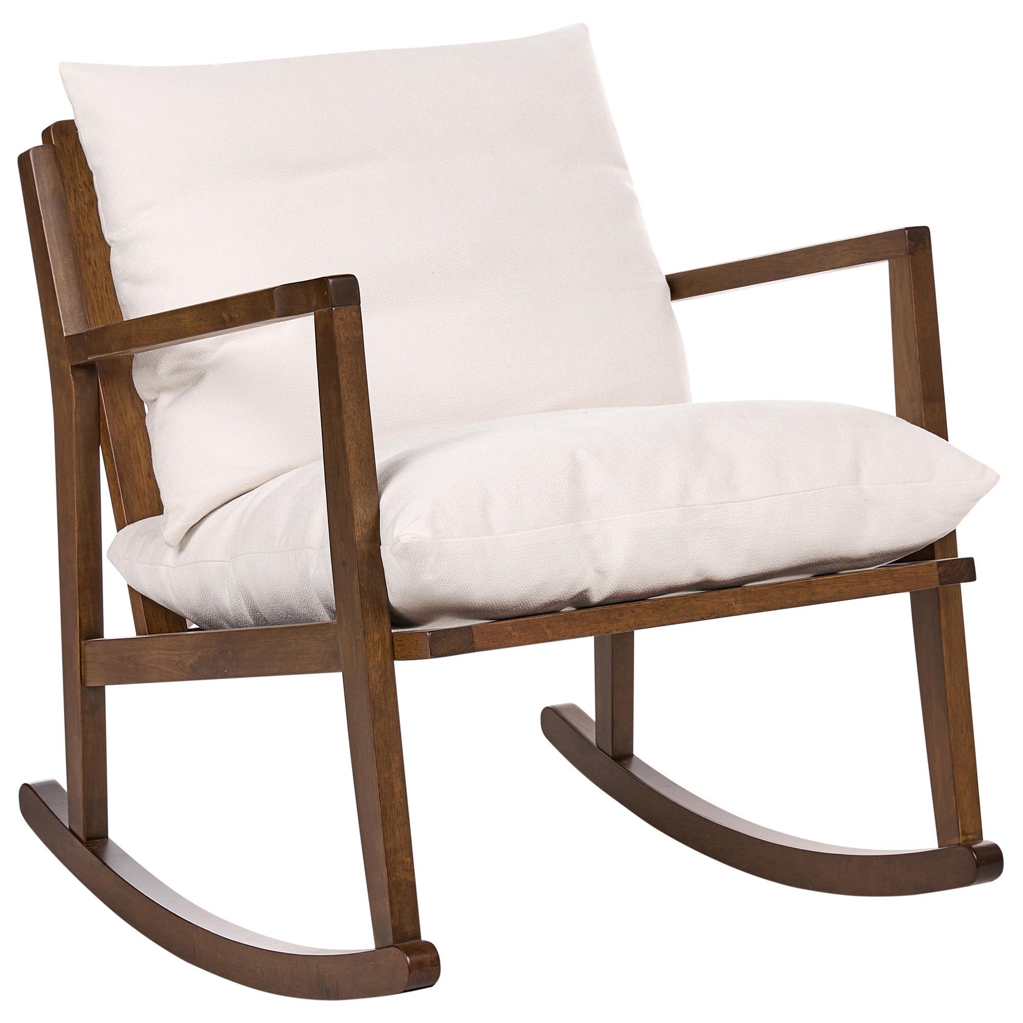 SCHAUKELSESSEL Holz Braun/Hellbeige Kjevik - Beige/Braun, Textil (65/75/75cm) - Beliani