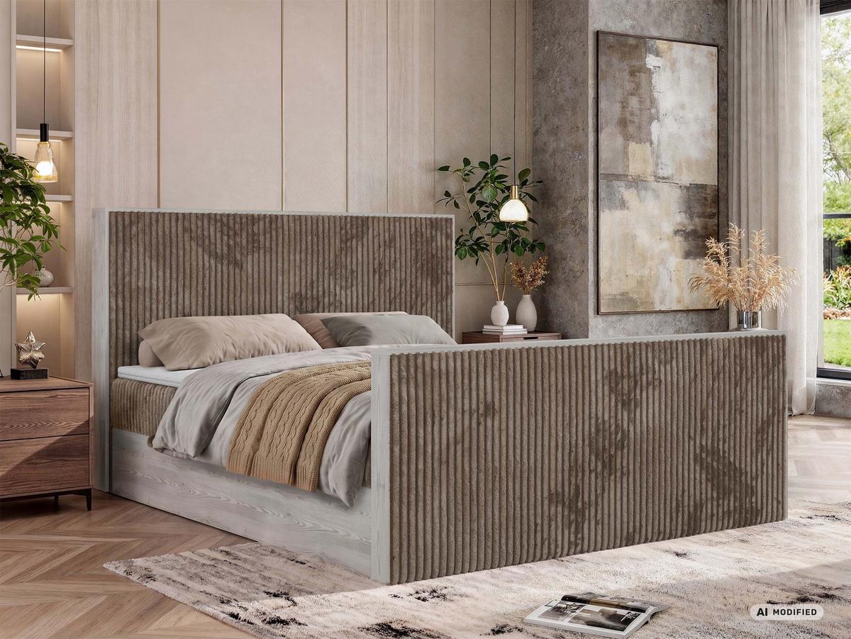 BOXBETT NORDIC DUO 160/200 - Braun Cord - Topper Visco - H4 - Schwarz/Braun, Kunststoff/Textil (160/200cm) - MKS