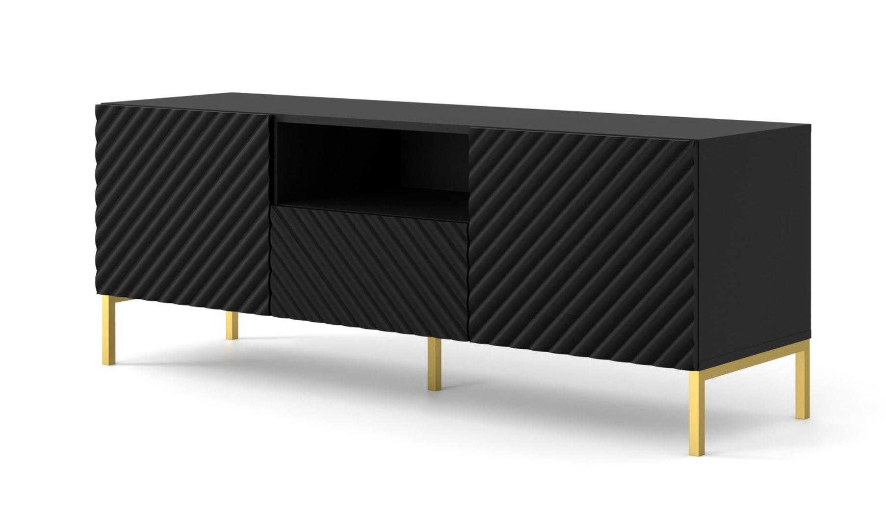 TV LOWBOARD Schwarz, Gold 150/56/42 - Goldfarben/Schwarz, Holzwerkstoff (150/56/42cm) - RAUMHIRSCH FURNITURE