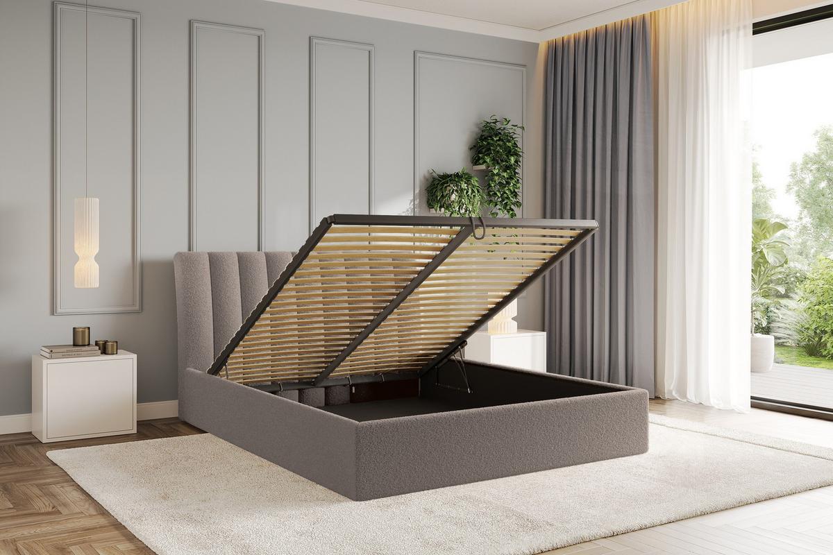POLSTERBETT mit Bettkasten und Lattenrost, Bett mit Matratze H3/H4 - ILAN 140x200 Braun - Braun, Holzwerkstoff/Textil (140/200cm) - ALTDECOR