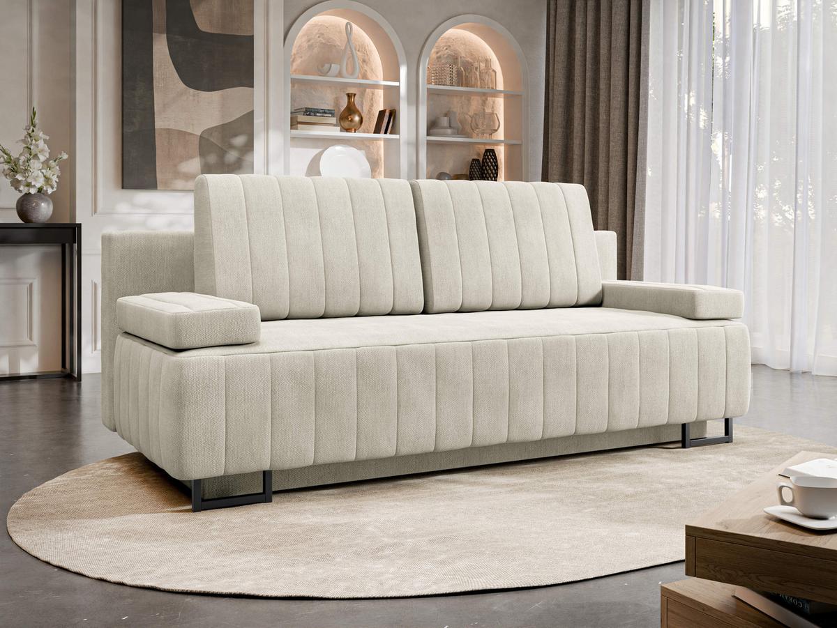 SCHLAFSOFA Laguna - Creme/Schwarz, Holz/Textil (200/90/90cm) - MIRJAN24