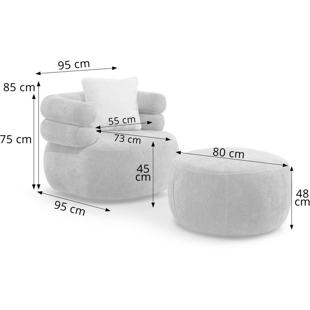 HOCKER Nano mit runder Form, 80x80 cm, Rosa - Rosa, Textil (80/48/80cm) - Beautysofa