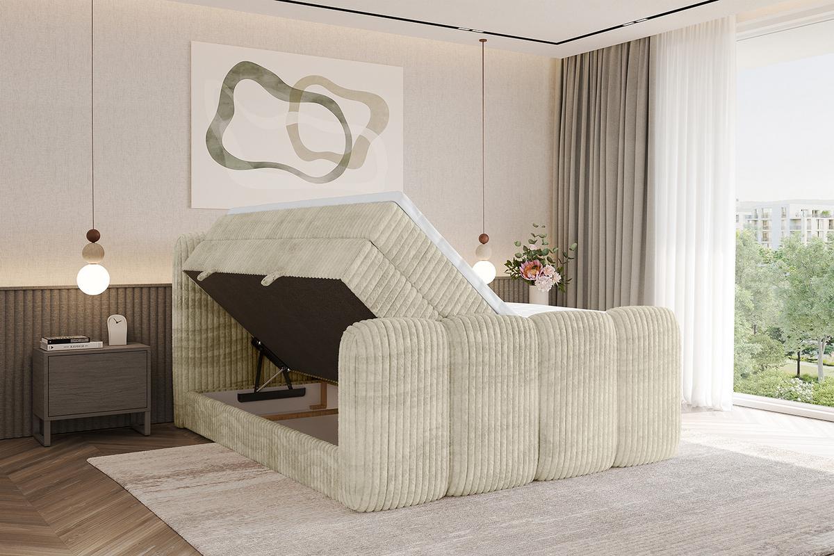 BOXBETT mit Matratze H3|H4 und Lattenrost - NINA-Z KING - 140x200 cm Tila - Creme - Magnolie, Holzwerkstoff (140/200cm)