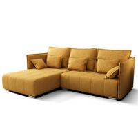 ECKSOFA L Form Florinna Gelb 245/182/87 cm mit Schlaffunktion - Chromfarben/Gelb, Textil/Metall (245/182cm) - AX Living