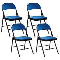 KLAPPSTUHL 4er-Set Metall Blau/Schwarz Sparks - Blau, Metall (45/77/47cm) - Beliani