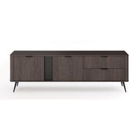 TV-LOWBOARD Veris 2-türig mit Schubladen, Dunin-Eiche, 195 cm - Dunkelbraun/Schwarz, Holzwerkstoff/Metall (195.2/61.2/38cm) - Selsey