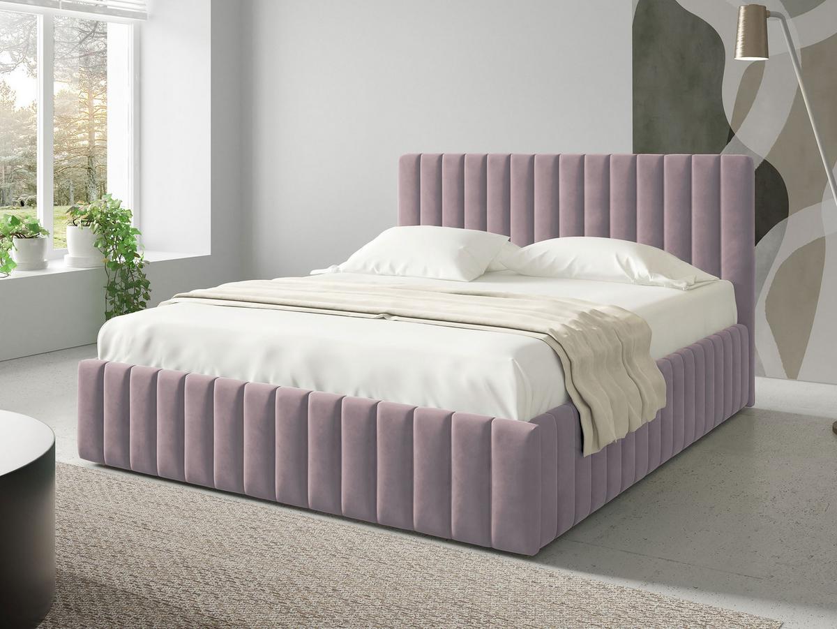 POLSTRBETT Lewezo - Violett/Naturfarben, Holzwerkstoff/Textil (180/200cm) - MIRJAN24