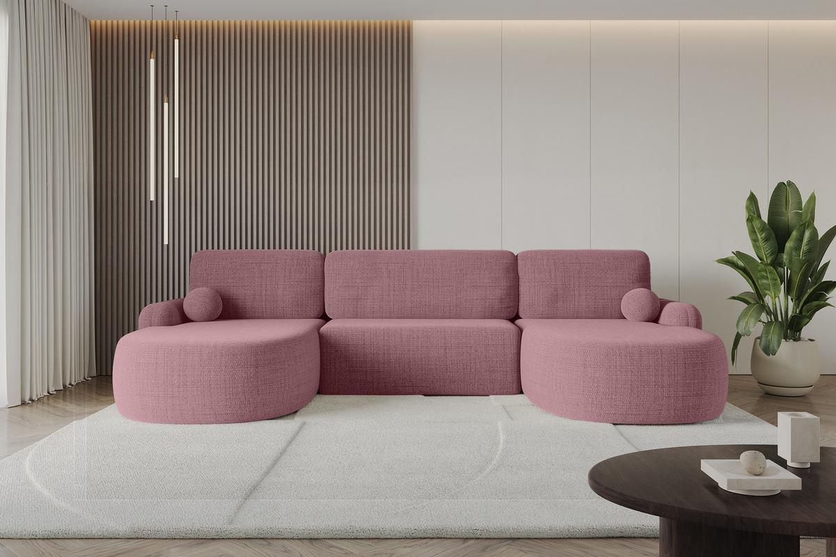 WOHNLANDSCHAFT mit Schlaffunktion und Bettkasten LIRA-U - 335x172x89 Altrosa - Altrosa, Holzwerkstoff/Textil (335/89/172cm) - ALTDECOR