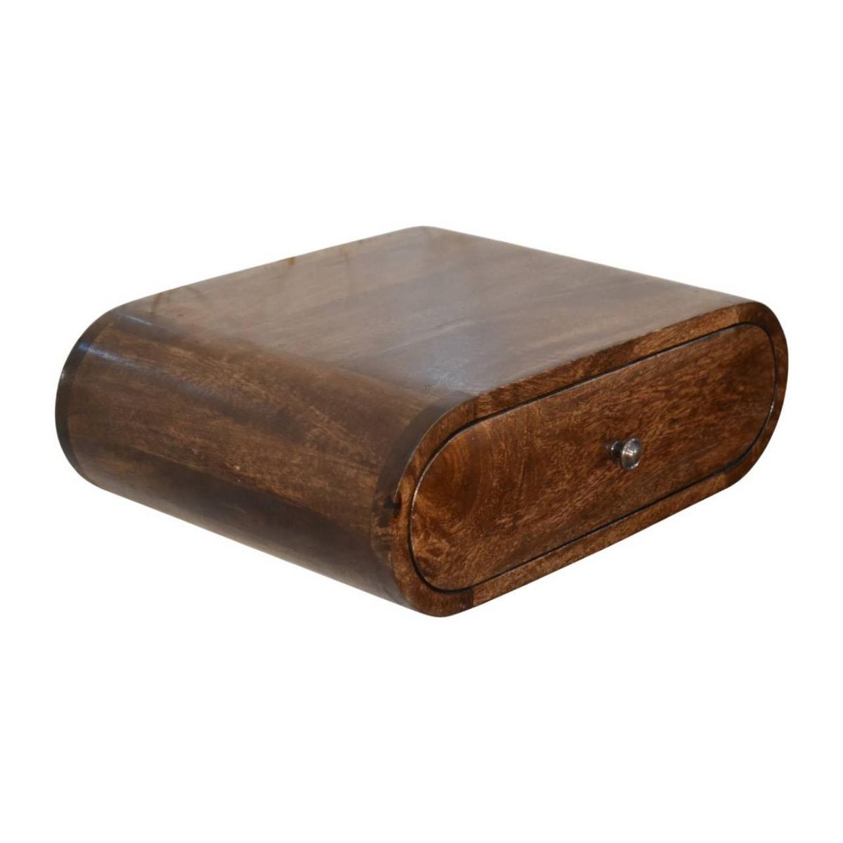 NACHTTISCH Abgerundet, wandmontiert in Classic Grey-Finish - Dunkelbraun/Messingfarben, Holz/Metall (45/15/32cm) - Artisan Furniture