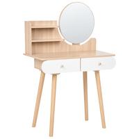 SCHMINKTISCH mit Spiegel Hellbraun Chambly - Hellbraun, Holzwerkstoff (80/120/40cm) - Beliani