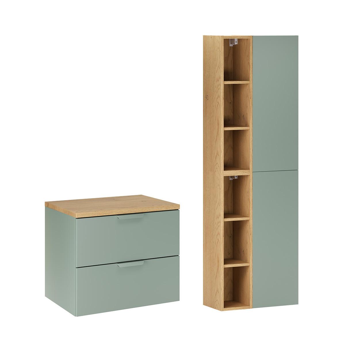WASCHTISCHUNTERSCHRANK 60.6cm Oria 2er-Set Grün - Grün, Holzwerkstoff (60.6/50/46.5cm) - Petits-meubles