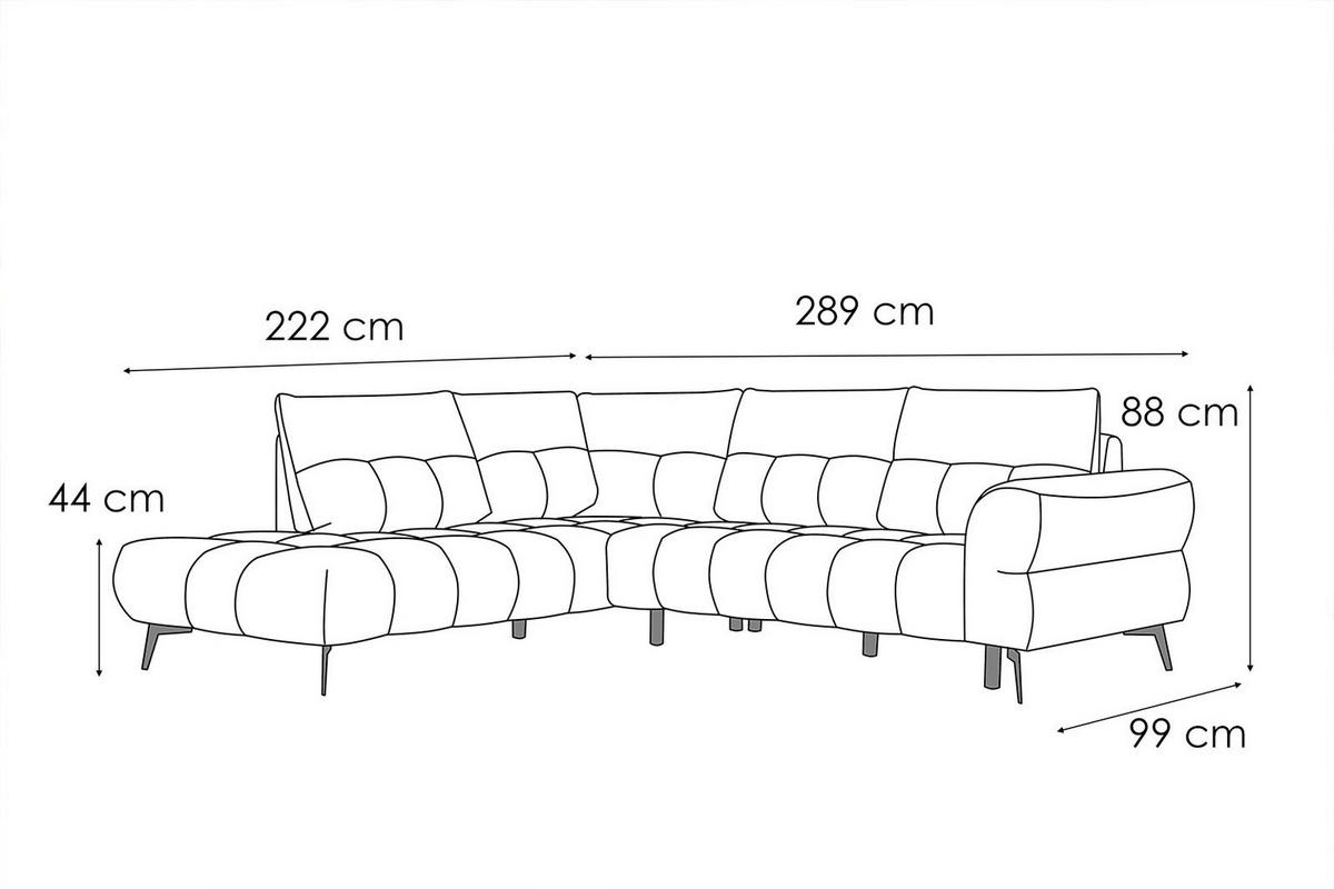 ECKSOFA SALVINI 5-Sitzer, hellgrau - Hellgrau/Schwarz, Holzwerkstoff/Textil (158/292cm) - Wozimo