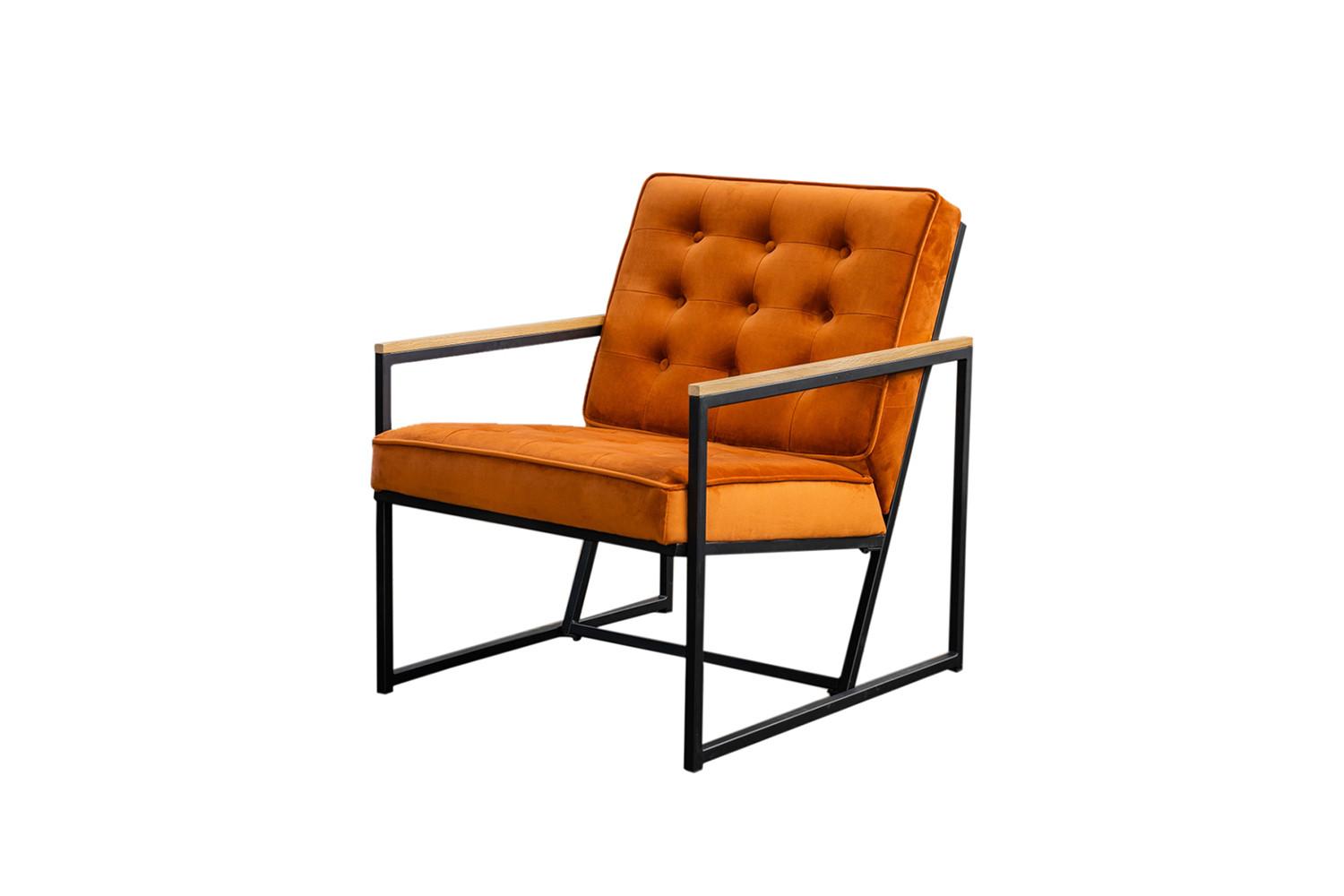 POLSTERSESSEL ARLY Orange Velvet - Cognac/Schwarz, Textil (63/80/80cm) - KAWOLA