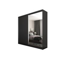 SCHWEBETÜRENSCHRANK PATRIZIA 200/216/61 cm 2-türig mit Spiegel Schwarz - Schwarz, Holzwerkstoff (200/216/61cm) - MASSENO