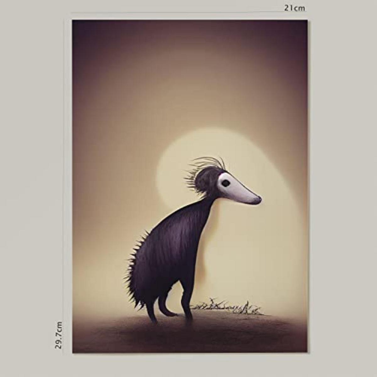 POSTER Set mit 4 Wald Tier im T Burton Goth Stil A4 Rahmenlos - Klar, Papier (29.7/3cm) - Nacnic