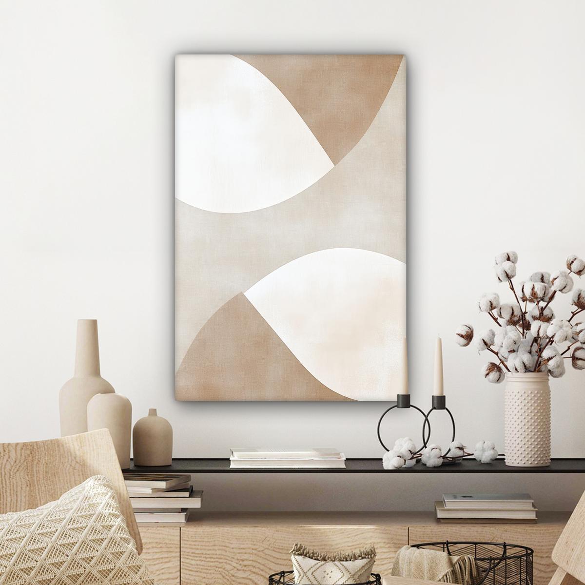 LEINWANDBILD Braun - Japandi - Abstrakt Wanddeko 40x60 cm - Sandfarben, Textil (40/60cm) - MuchoWow