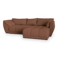 ECKSOFA ORENTI R-S Kupferfarben Boucle-Stoff mit Schlaffunktion - Kupferfarben, Holz (287/182cm) - MASSENO