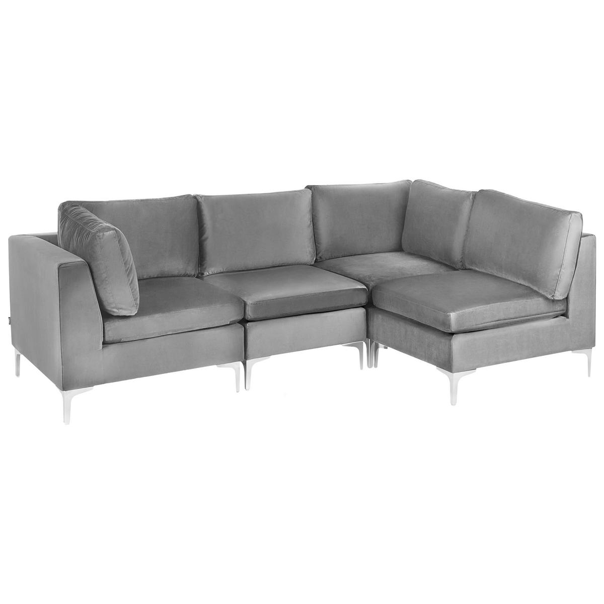 ECKSOFA Modul 4-Sitzer linksseitig Grau Samtstoff Evja - Dunkelgrau, Textil (235/150cm) - Beliani