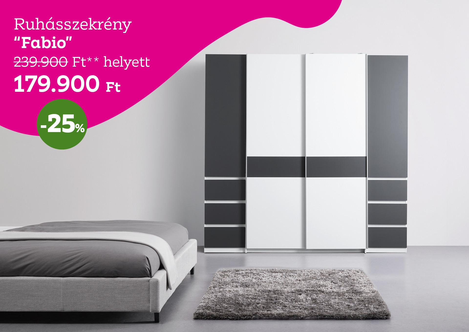 Ruhásszekrény FABIO 239900 Forint helyett 179900 Forint, kedvezmény mértéke 25%