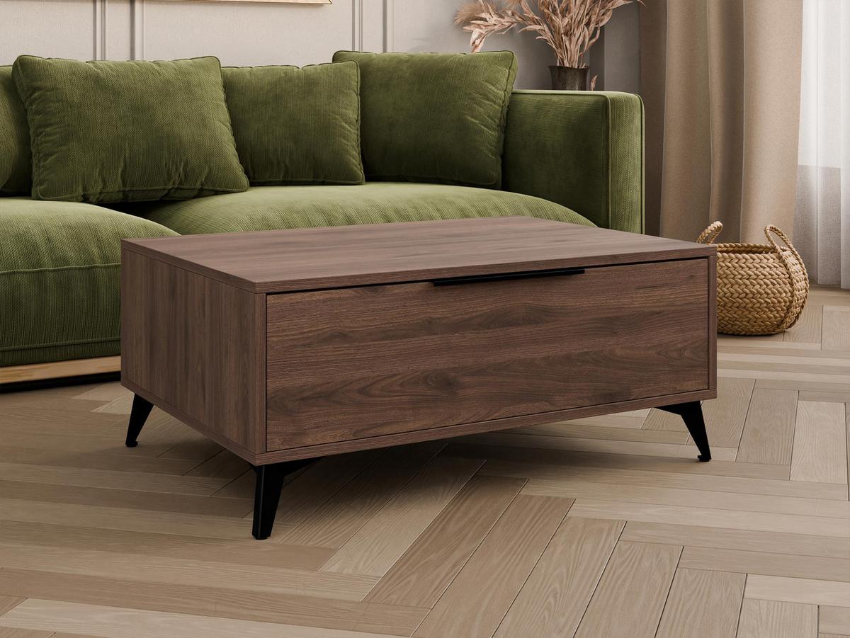 COUCHTISCH Xylix Bis 1SZ - Nussbaumfarben/Schwarz, Holzwerkstoff/Metall (75/104/45cm) - MIRJAN24