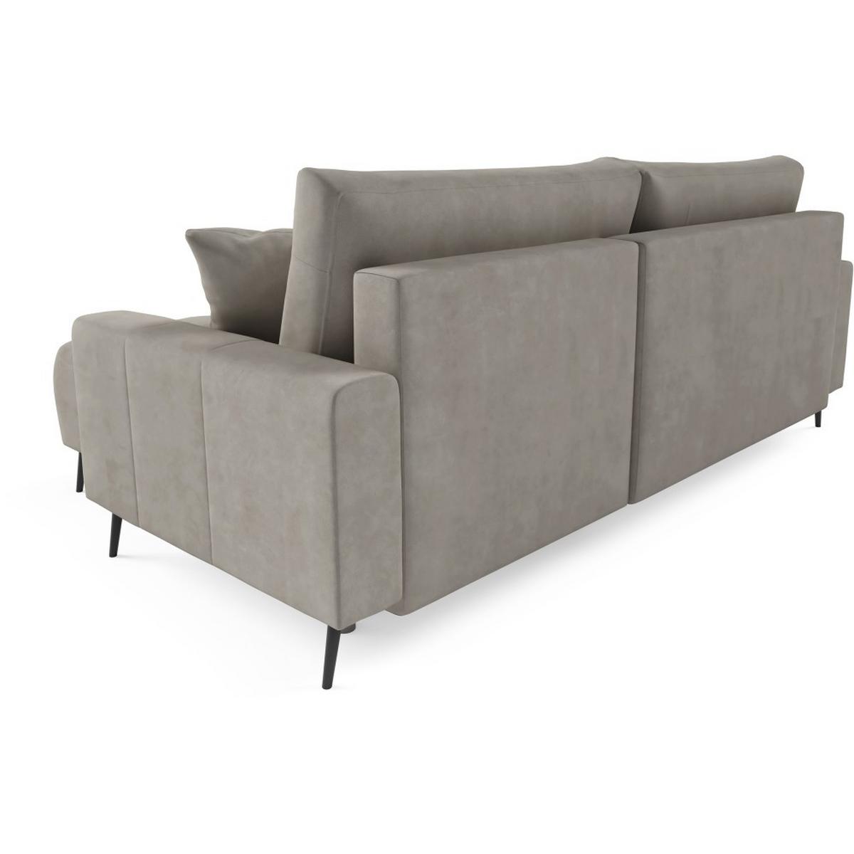ECKSCHLAFSOFA Denver im Veloursstoff, Dunkelbeige - Greige/Schwarz, Textil (232/148cm) - Beautysofa