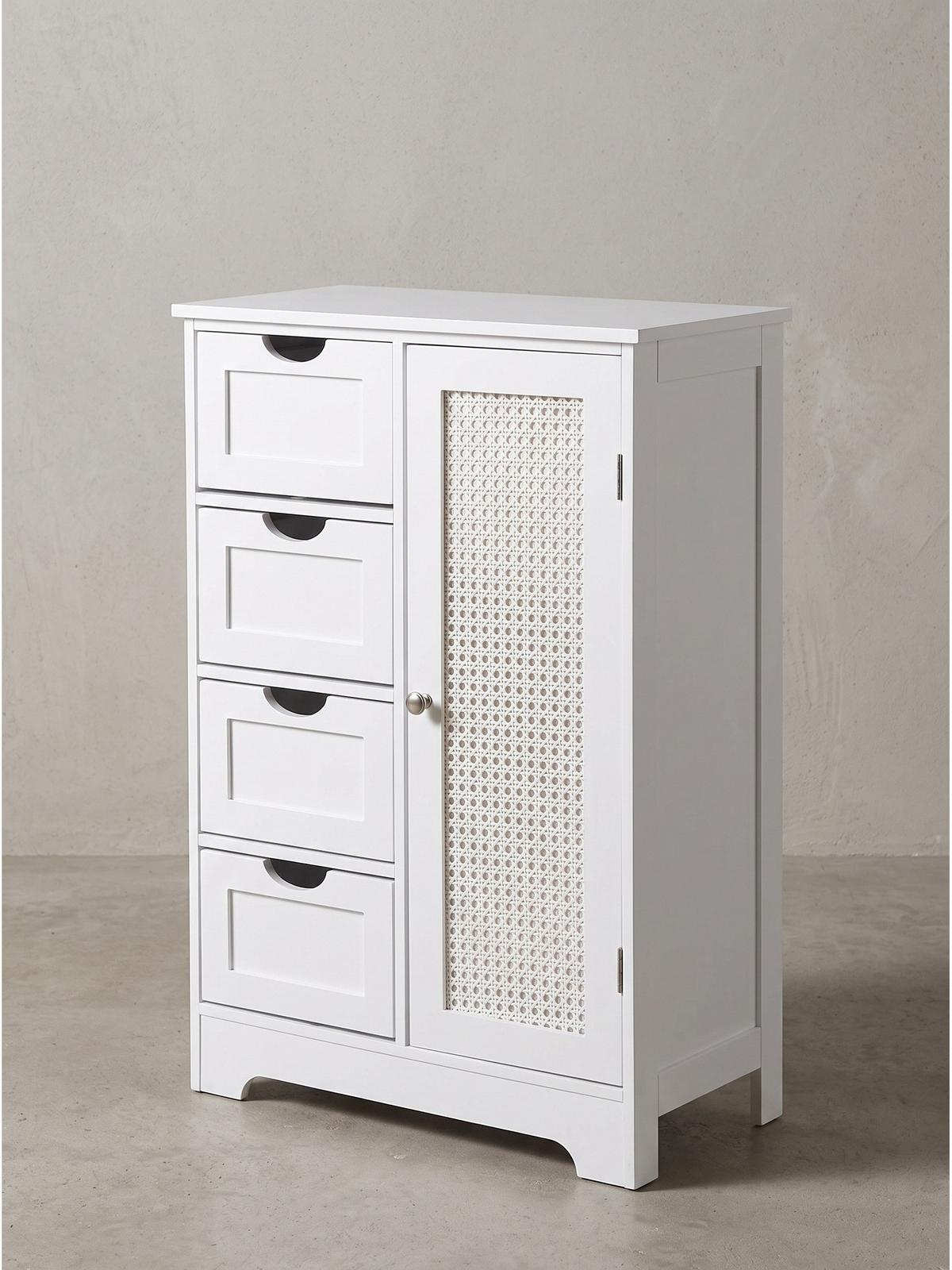 BADSCHRANK ADOUR, MDF, mit Stauraum, Weiß, 55 x 30 x 80 cm - Weiß, Holzwerkstoff/Metall (55/80/30cm) - KADIMA DESIGN