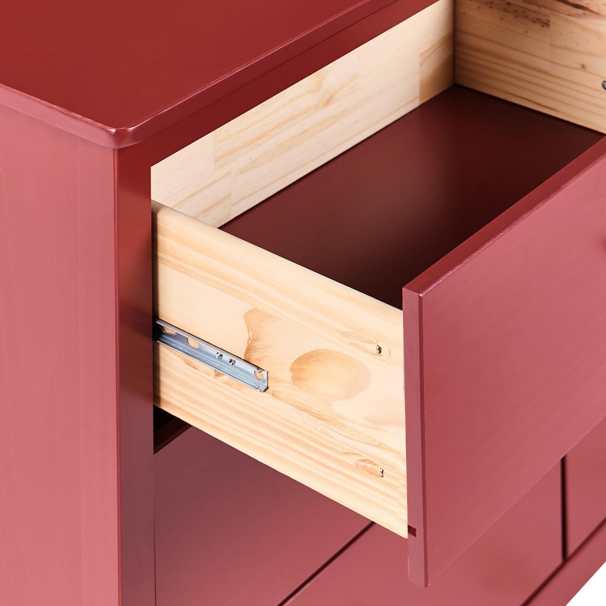 KOMMODE mit 6 Schubladen Kiefernholz Burgunderrot Barcaldine - Dunkelrot, Holz (130/82/45cm) - Beliani