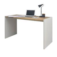SCHREIBTISCH weiß matt, Eiche Wotan 143 x 62 cm, Laptoptisch mit großer Arbeitsfläche - Eiche Wotan/Silberfarben, Holzwerkstoff/Kunststoff (143/62/76cm) - Furn.Design