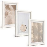 BILDER SET 3er Set - 20x30 cm Weißer Rahmen - Subtile Texturen, Boho-Natur - Weiß, Kunststoff (20/30cm) - TULUP