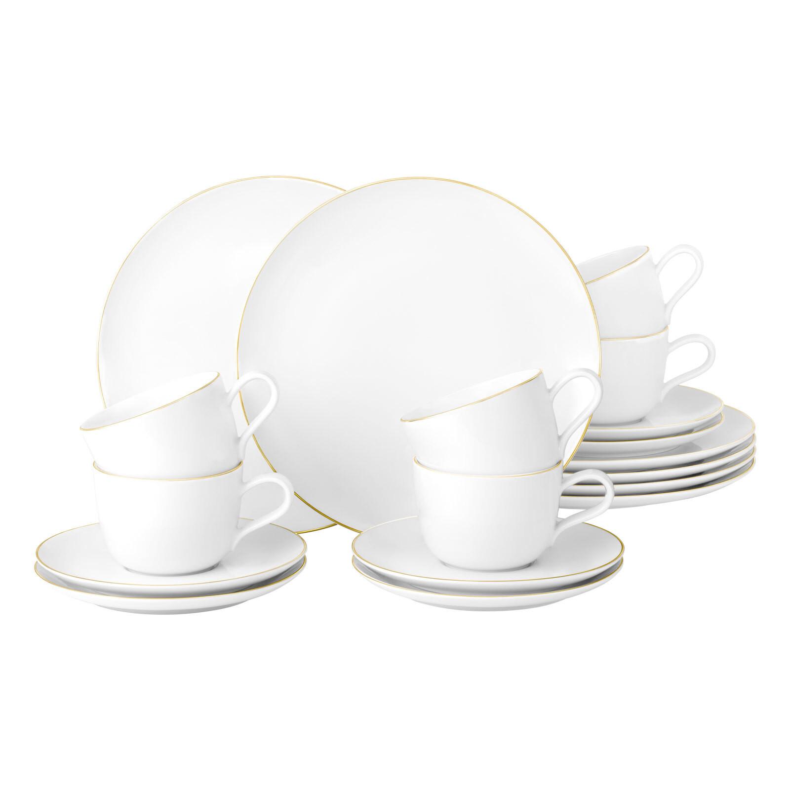 KAFFEESERVICE Liberty Goldrand weiß-gold 18-tlg. - Goldfarben/Weiß, Keramik (24/18.1/43cm) - Seltmann Weiden