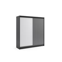 KLEIDERSCHRANK VILAN mit Lamel/LED - 200 cm - Schwarz - Schwarz, Holzwerkstoff (200/215/61cm) - ALTDECOR