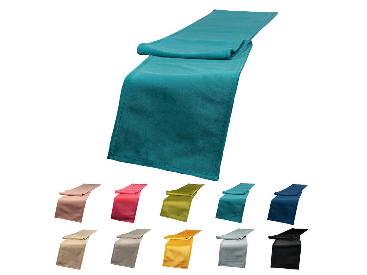 TISCHBAND Samt&Sonders petrol 140/18 cm - Petrol, Textil (18/140cm) - beties Heimtextil