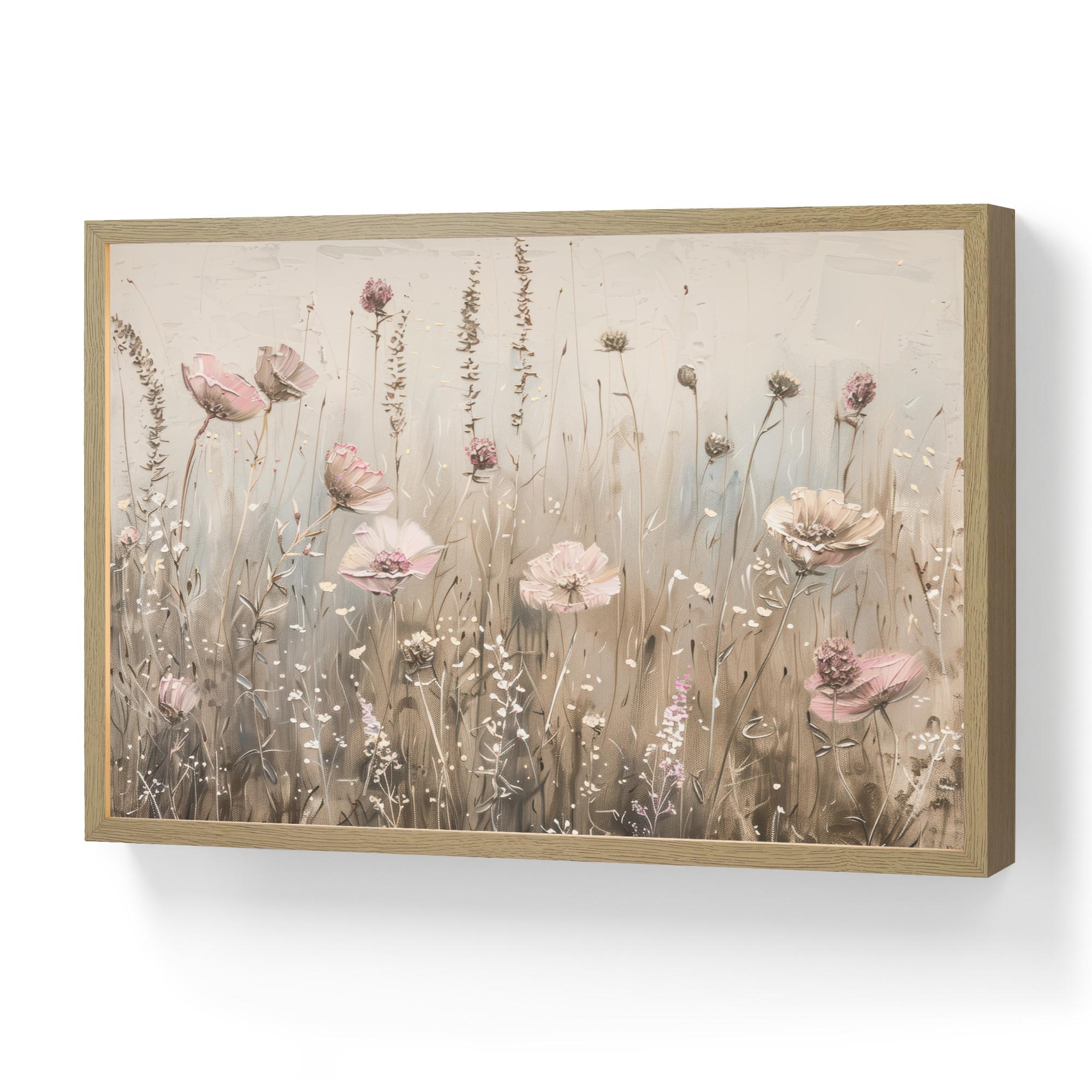 WANDLEUCHTE MIT AKKU Blumen - Rosa - Modern - Beige 60x40 cm - Altrosa, Holzwerkstoff (60/40/8cm) - OnlyWow