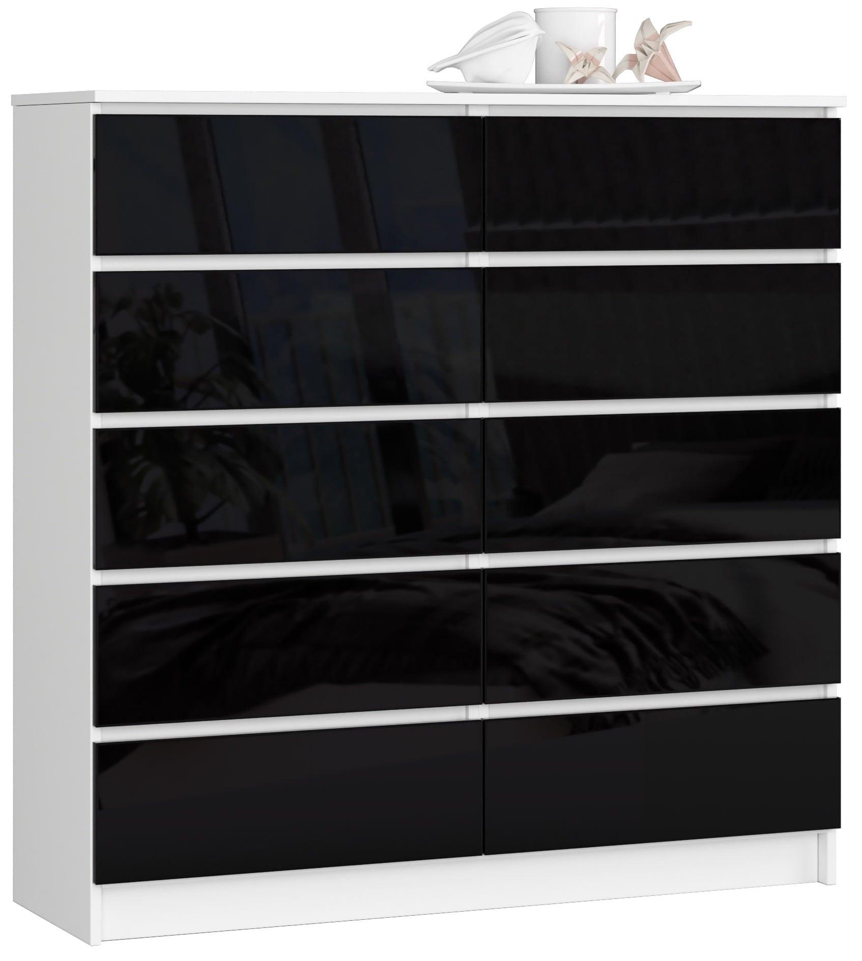 KOMMODE Weiß, Schwarz Glanz 121/120/40 - Weiß, Holzwerkstoff (120/121/40cm) - RAUMHIRSCH FURNITURE