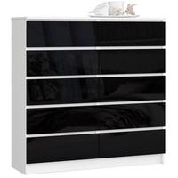 KOMMODE Weiß, Schwarz Glanz 121/120/40 - Weiß, Holzwerkstoff (120/121/40cm) - RAUMHIRSCH FURNITURE