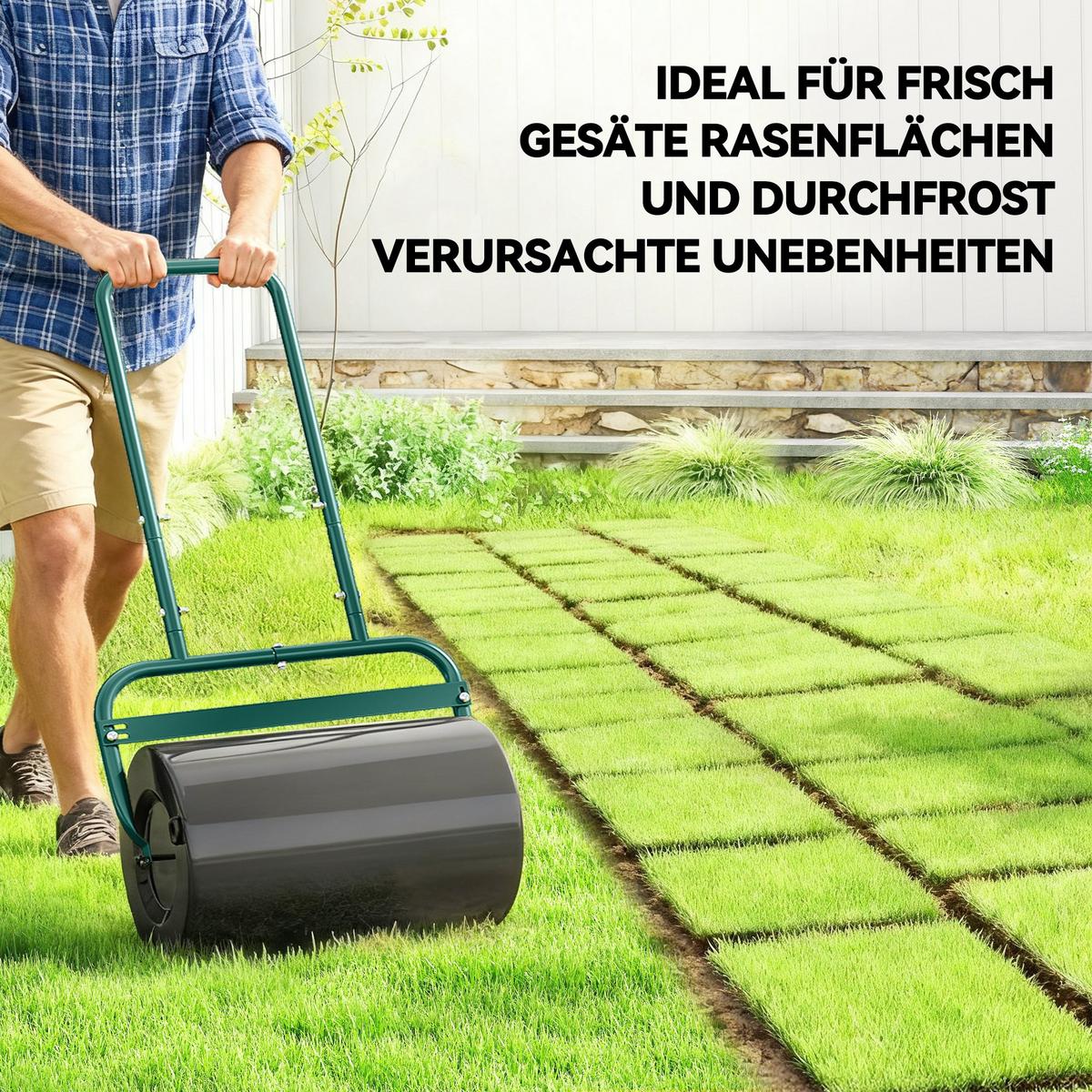 RASENWALZE Stahl Metall Dunkelgrün - Dunkelgrün, Metall (32.5/113/58cm) - Outsunny