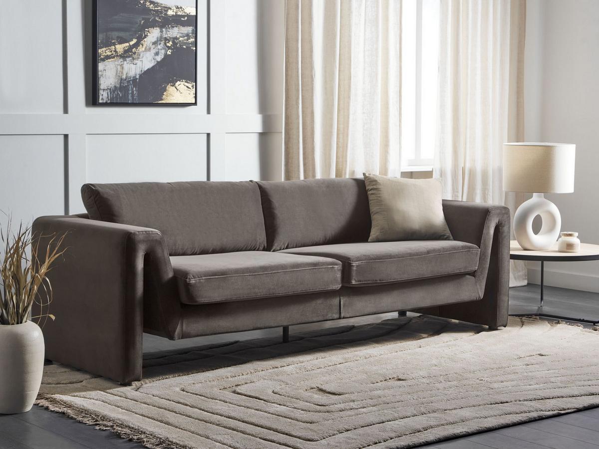 3-SITZER-SOFA Samtstoff graphitgrau Maunu - Schwarz/Grau, Textil (237/76/83cm) - Beliani