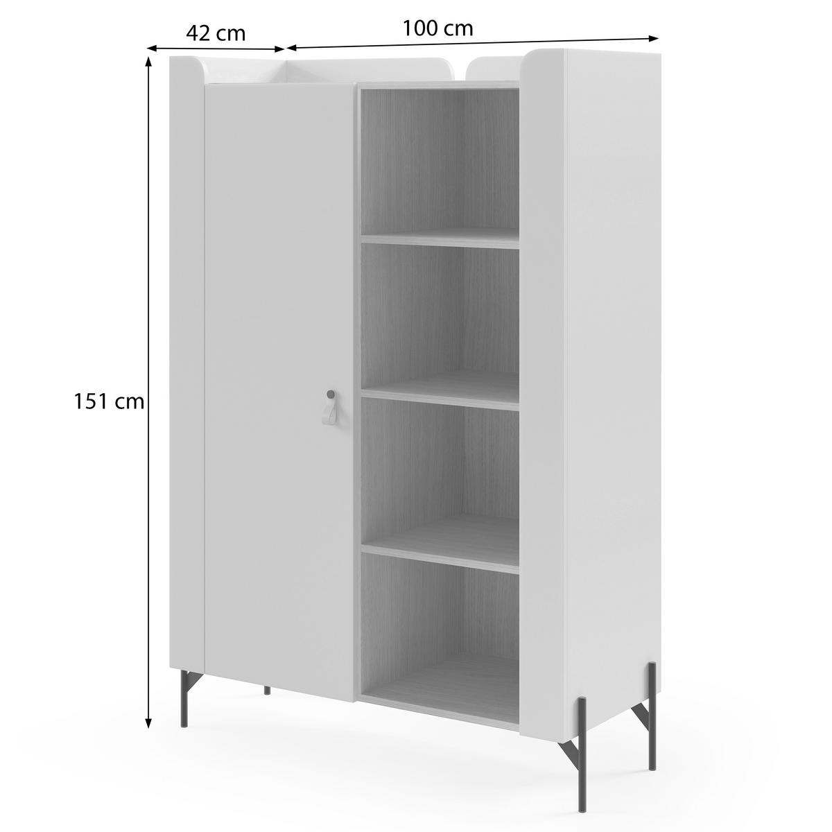 BÜCHERREGAL Sorella mit 1-türig, 3 offenen Regalböden, 100 cm, Macadamia + Eiche Mavelie - Eichefarben/Beige, Leder/Holzwerkstoff (100/151/51cm) - Beautysofa