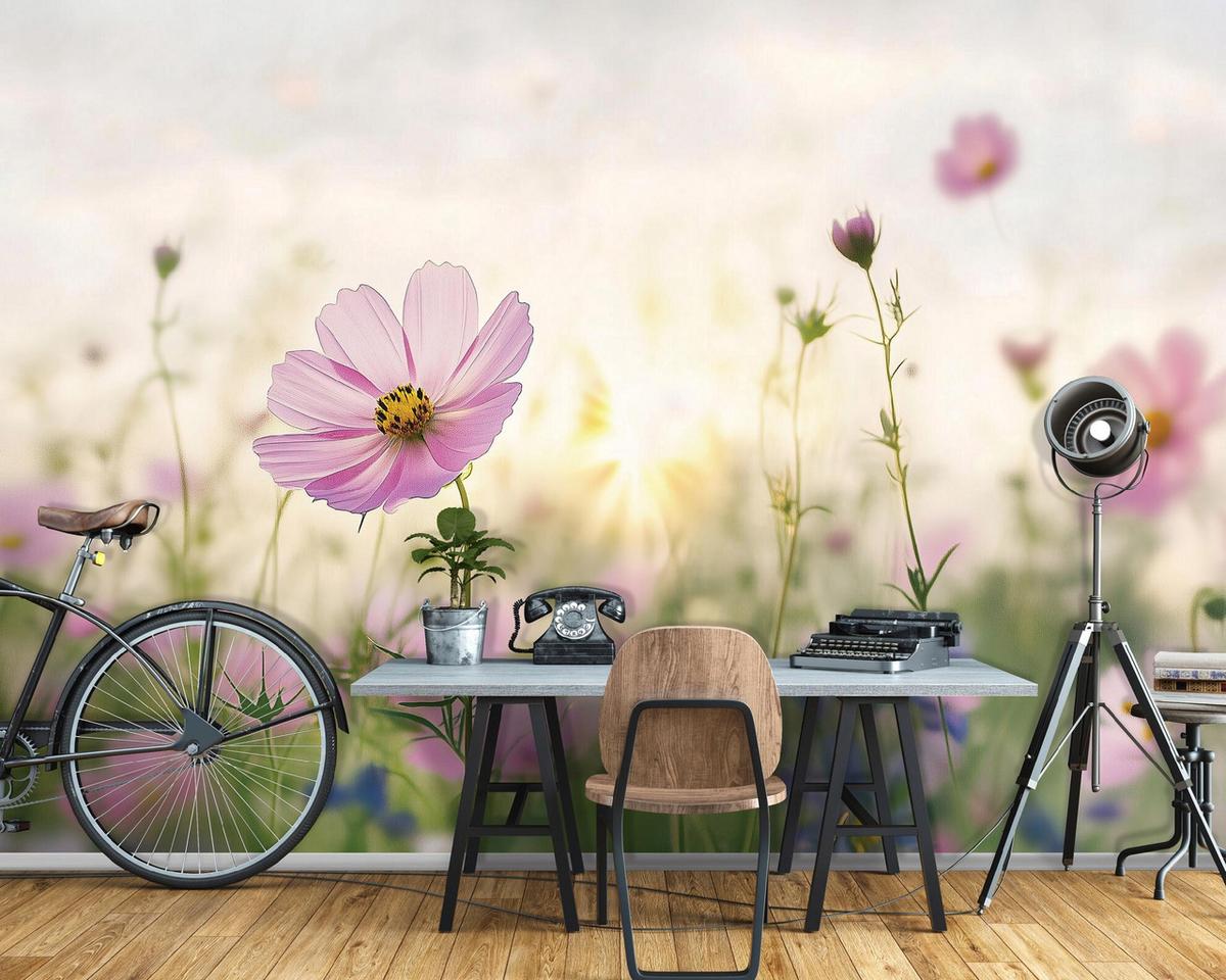 FOTOTAPETE Blumenwiese Vlies Tapete Wohnzimmer 350x250 - Multicolor, Papier (350/250cm) - Wallarena