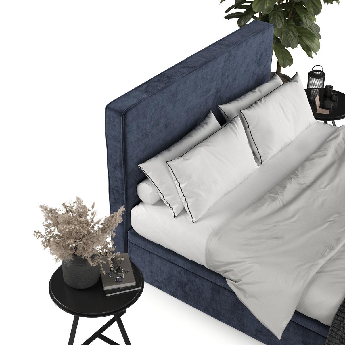 POLSTERBETT Hush mit Stauraum 200/200 cm Marineblau im Lotta Stoff - Schwarz/Dunkelblau, Holz/Holzwerkstoff (200/200cm) - AltaBeds