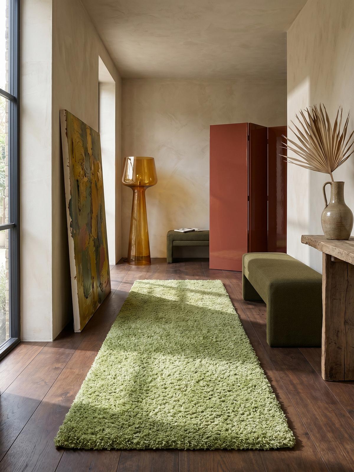 HOCHFLORTEPPICH RHEIN, einfarbig, aus Polypropylen, Grün, 80 x 150 cm - Grün, Textil (150/80cm) - KADIMA DESIGN