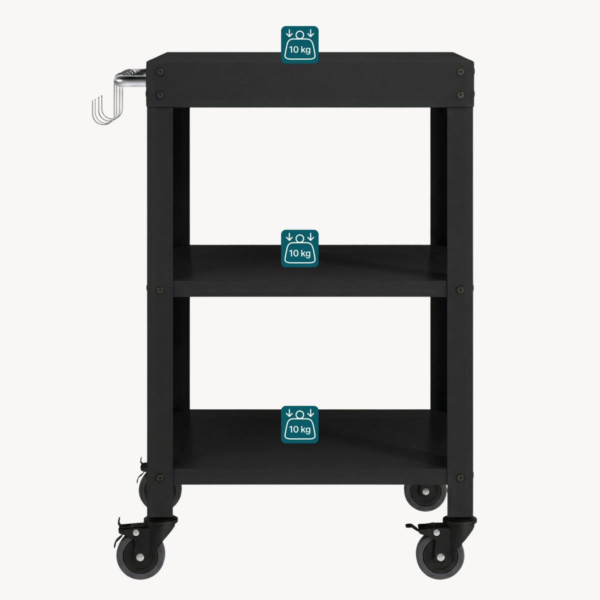 GARTEN-SERVIERWAGEN Bolognano - Schwarz, Metall (50/80.5/50cm) - casa.pro