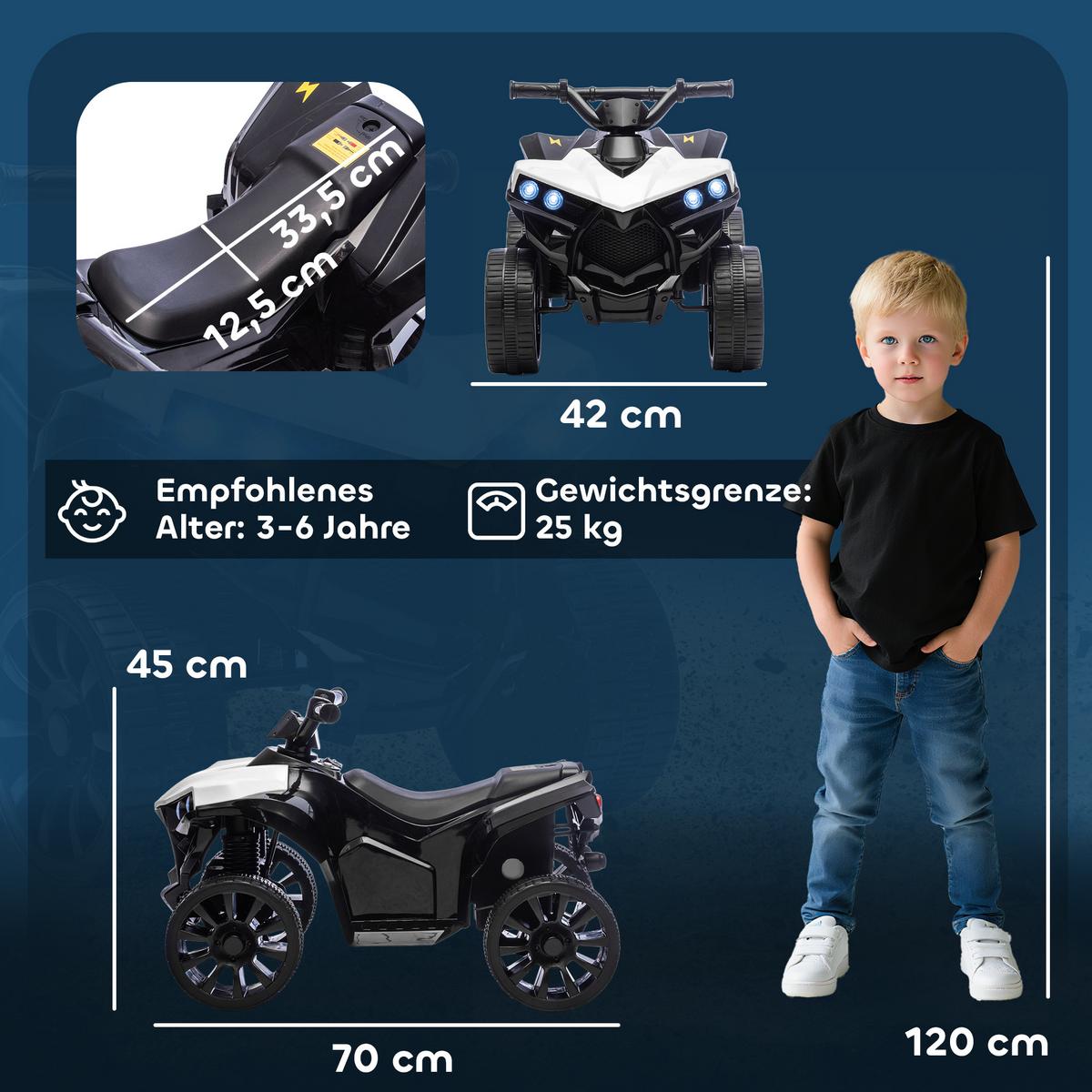 KINDER QUAD mit Scheinwerfer Weiß - Weiß, Metall (70/42/45cm) - AIYAPLAY
